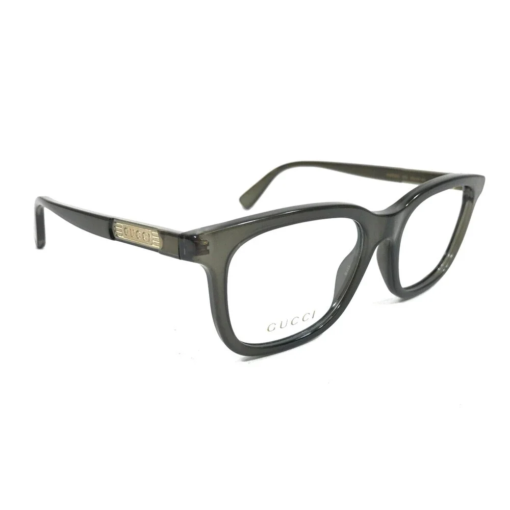 Gucci Eyeglasses Frames GG0938O 005 Olive Green Crystal Gold Square 53-19-145